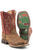 Tin Haul Youth Boys Red/Brown Leather 3D Illusion Cattle Cowboy Boots