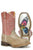 Tin Haul Girls Youth Tan/Pink Leather Rainbow Star Cowboy Boots
