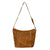American West Hitchin Post Natural Tan Leather Tooled Zip Top Bucket Tote
