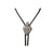 Rockmount Silver Faux Leather Arrowhead Buffalo Head Nickel Bolo Tie OS