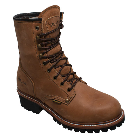AdTec Mens Brown 8in WP Logger Work Boots Leather