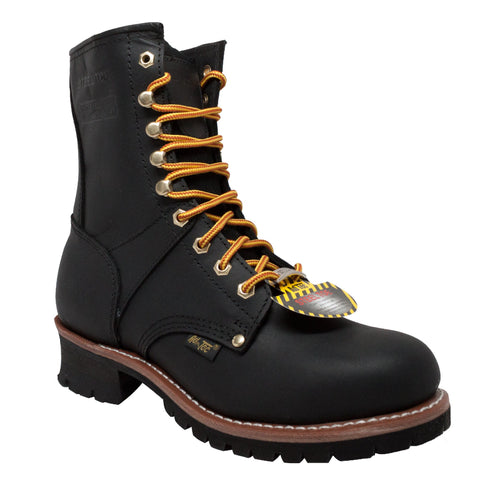 AdTec Mens Black 9in WP ST Logger Work Boots Oiled Leather