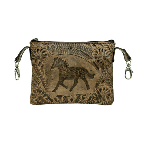 American West Hitchin Post Charcoal Leather Trail Rider Hip Crossbody Bag