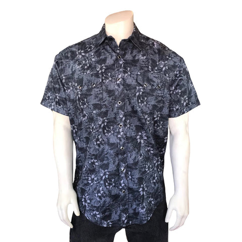 Rockmount Mens Black 100% Cotton Floral Print S/S Shirt