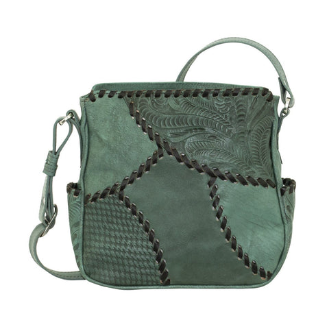 American West Gypsy Patch Marine Turquoise Leather All-Access Crossbody Bag