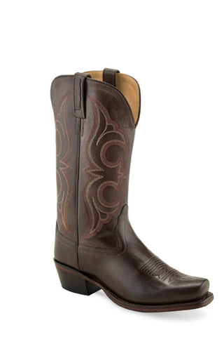 Old West Brown Womens Leather 12in Cowboy Boots