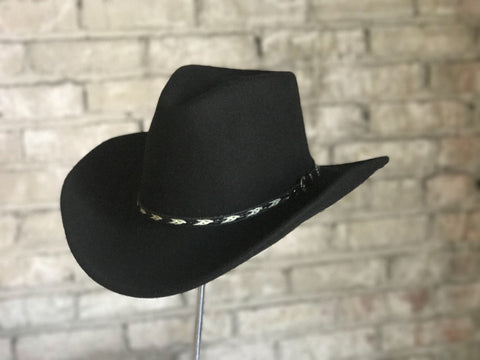 Rockmount Mens Black Felt Cowboy Crushable Hat