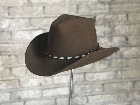 Rockmount Mens Brown Felt Cowboy Crushable Hat