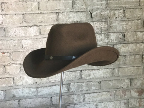 Rockmount Mens Brown Felt Magic Pinch Cowboy Hat