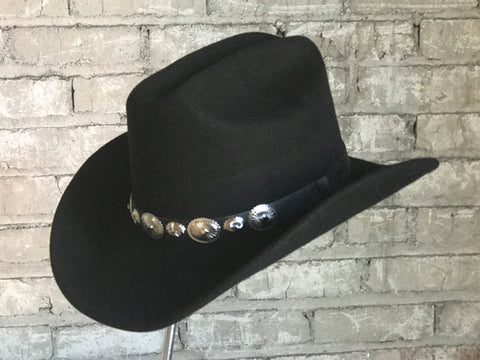 Rockmount Mens Black Felt Cowboy Concho Magic Pinch Hat