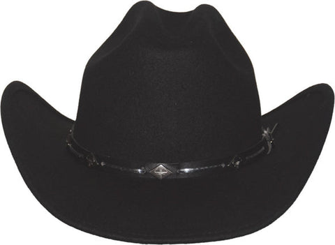 Rockmount Unisex Black 100% Wool Cowboy with Faux Leather Band Hat