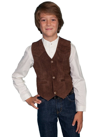 Scully Leather Kids Boys Expresso Boar Suede Western Vest