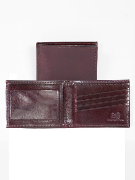 Scully Western Trifold Wallet - Harness Leather Compact Wallet With ID Window & Bill Divider (Black)
