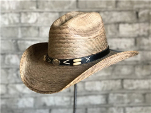 Rockmount Mens Tan Straw 2-Tone Pinch Cowboy Palm Leaf Hat