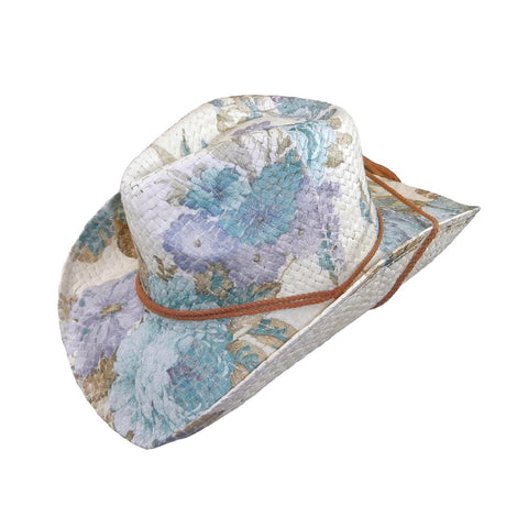 Rockmount Womens Violet Straw Floral Print Hat
