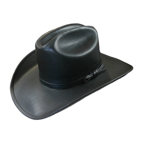 Rockmount Unisex Black Leather Western Cowboy Cattleman Hat