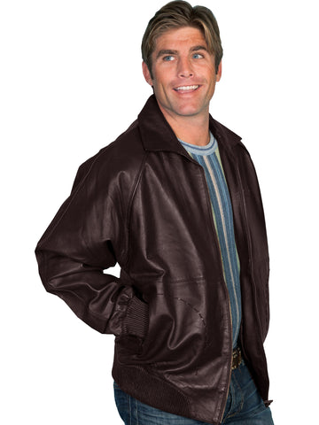Scully Leather Mens A2 Bomber Lamb Jacket Zip Front Brown