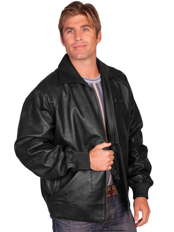 Scully Leather Mens Black Lamb Bomber Zip Front Jacket