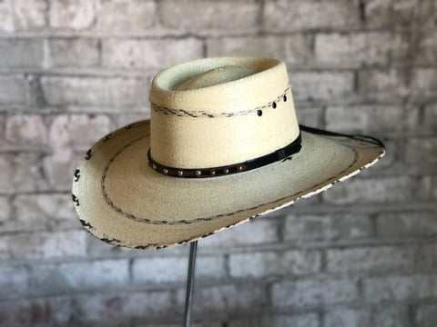 Rockmount Mens Natural Straw Premium Cattleman Flat Brim Hat