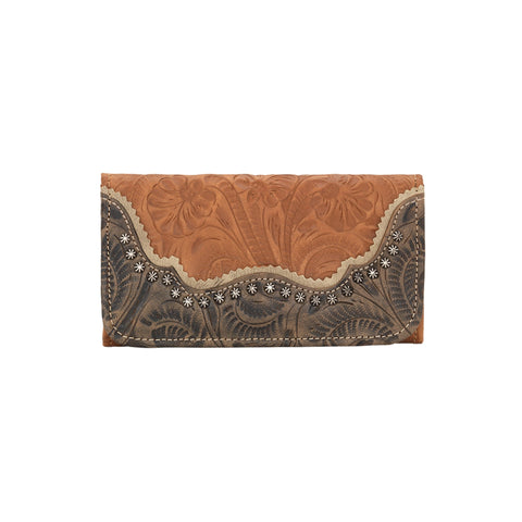 American West Saddle Ridge Natural Tan Leather Trifold Wallet