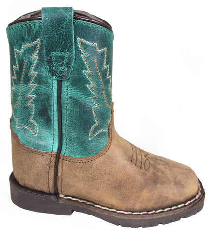 Smoky Mountain Toddler Unisex Autry Brown/Turquoise Leather Cowboy Boots