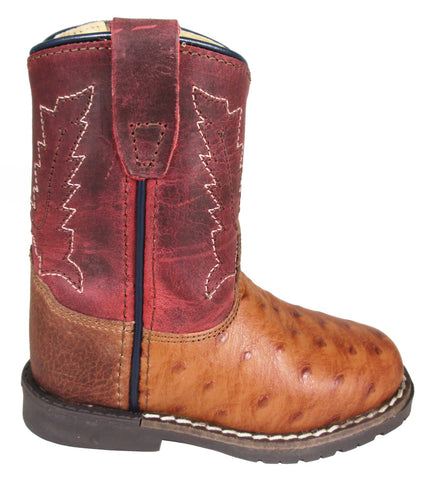 Smoky Mountain Toddler Unisex Autry Cognac/Red Leather Cowboy Boots