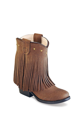 Old West Brown Toddler Girls Corona Leather Fringe Fashion Boots