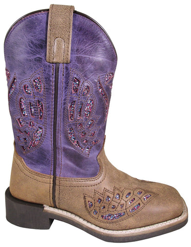 Smoky Mountain Youth Girls Trixie Brown/Purple Leather Cowboy Boots
