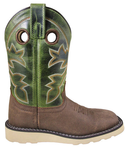 Smoky Mountain Youth Boys Branson Brown/Green Crackle Leather Cowboy Boots