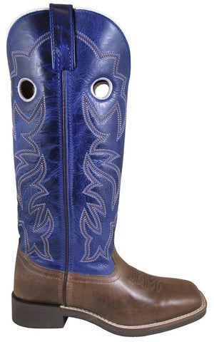 Smoky Mountain Youth Girls Maverick Waxed Brown/Blue Leather Cowboy Boots
