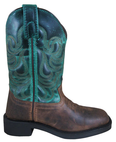 Smoky Mountain Children Boys Tucson Brown/Dark Green Leather Cowboy Boots