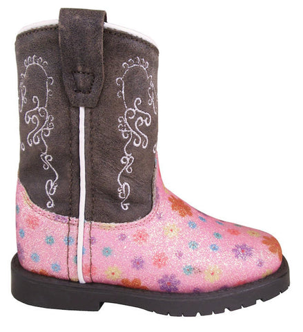 Smoky Mountain Toddler Girls Autry Pink/Brown Leather Cowboy Boots