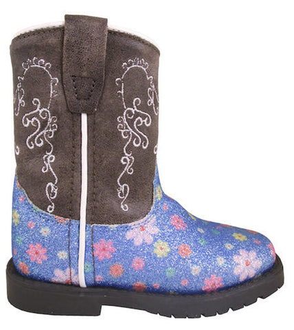 Smoky Mountain Toddler Girls Autry Blue/Brown Leather Cowboy Boots