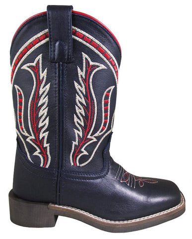 Smoky Mountain Youth Boys Dallas Navy Leather Cowboy Boots