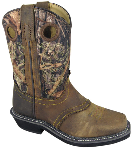 Smoky Mountain Boots Youth Boys Pawnee Brown/Camo Leather Square Toe