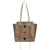 American West Navajo Soul Distressed Charcoal Leather Zip Top Tote