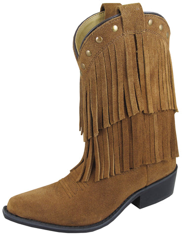 Smoky Mountain Boots Children Girls Wisteria Brown Leather Fringe