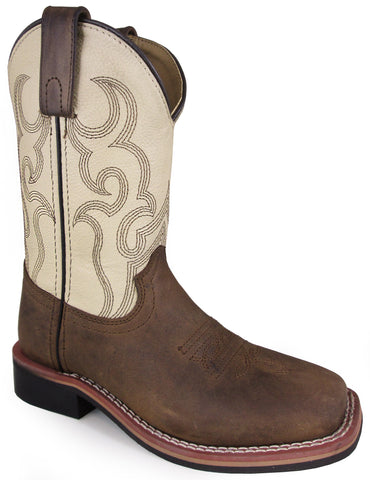 Smoky Mountain Childrens Boys Scout Brown/Cream Leather Cowboy Boots