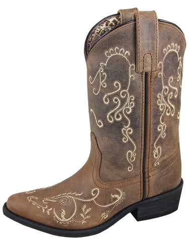 Smoky Mountain Youth Girls Jolene Brown Leather Cowboy Boots
