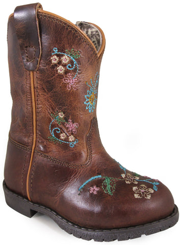 Smoky Mountain Toddler Girls Florence Brown Leather Cowboy Boots