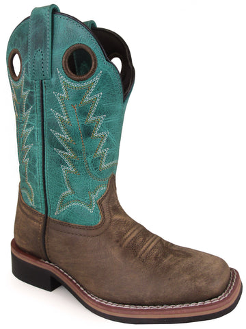 Smoky Mountain Childrens Boys Jesse Brown/Turquoise Leather Cowboy Boots