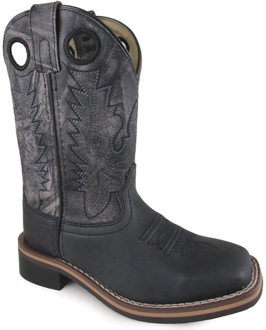 Smoky Mountain Youth Boys Duke Distressed Black Leather Cowboy Boots