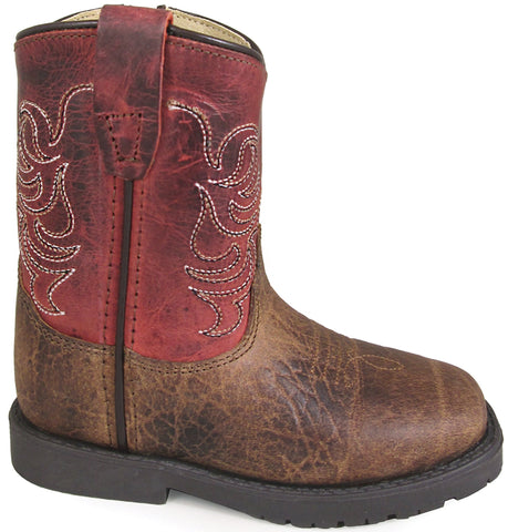 Smoky Mountain Toddler Boys Jesse Burnt Apple/Brown Leather Cowboy Boots