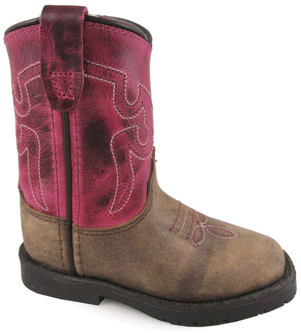 Smoky Mountain Toddler Girls Tracie Brown/Pink Leather Cowboy Boots