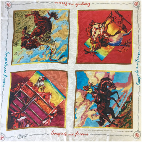 Rockmount Multi-Color 100% Silk Cowboys & Cowgirls Forever Scarf
