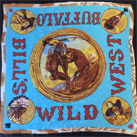 Rockmount Blue 100% Silk Buffalo Bill's Wild West 36x36 Scarf