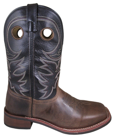 Smoky Mountain Mens Hudson Black/Brown Leather Cowboy Boots