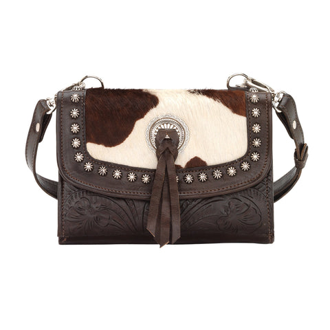 American West Texas Two Step Chocolate Leather Small Crossbody