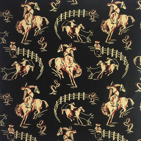 Rockmount Black 100% Cotton Broncs Rider 22x22 Bandana