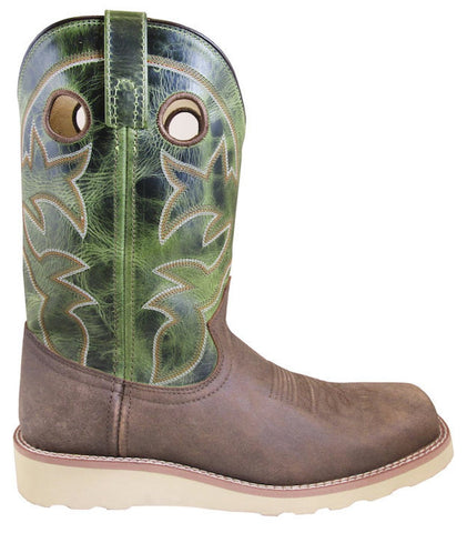 Smoky Mountain Mens Branson Brown/Green Crackle Leather Cowboy Boots